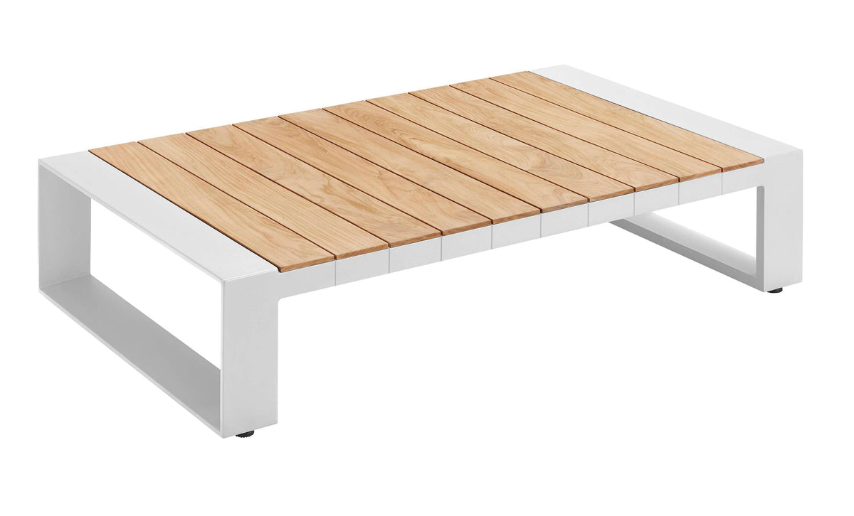 Coffee table from the Sofy white aluminum and teak modular outdoor sectional – another view