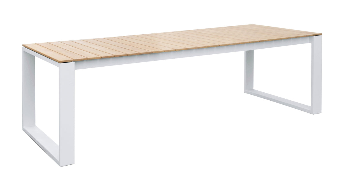Como white aluminum and teak outdoor dining table, 200 cm