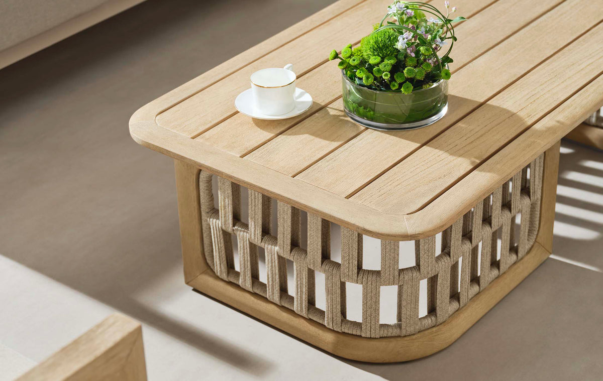 Palma solid teak and rope outdoor coffee table