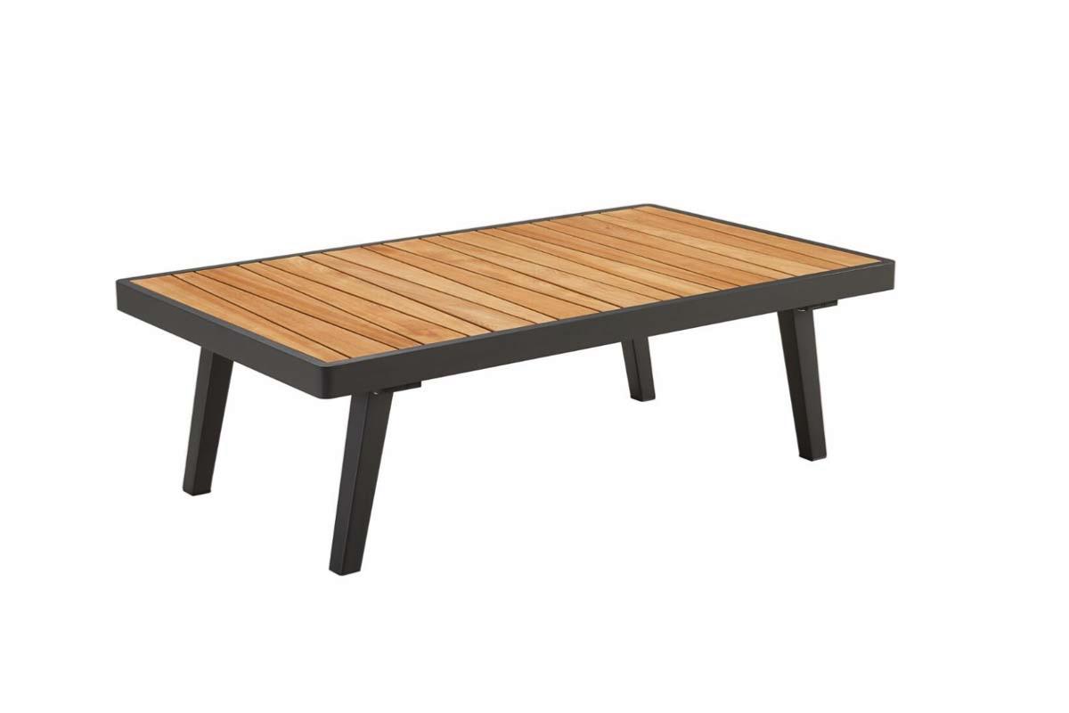 Coffee table from the Lovy Mini aluminum and teak 4-seat patio set – another view