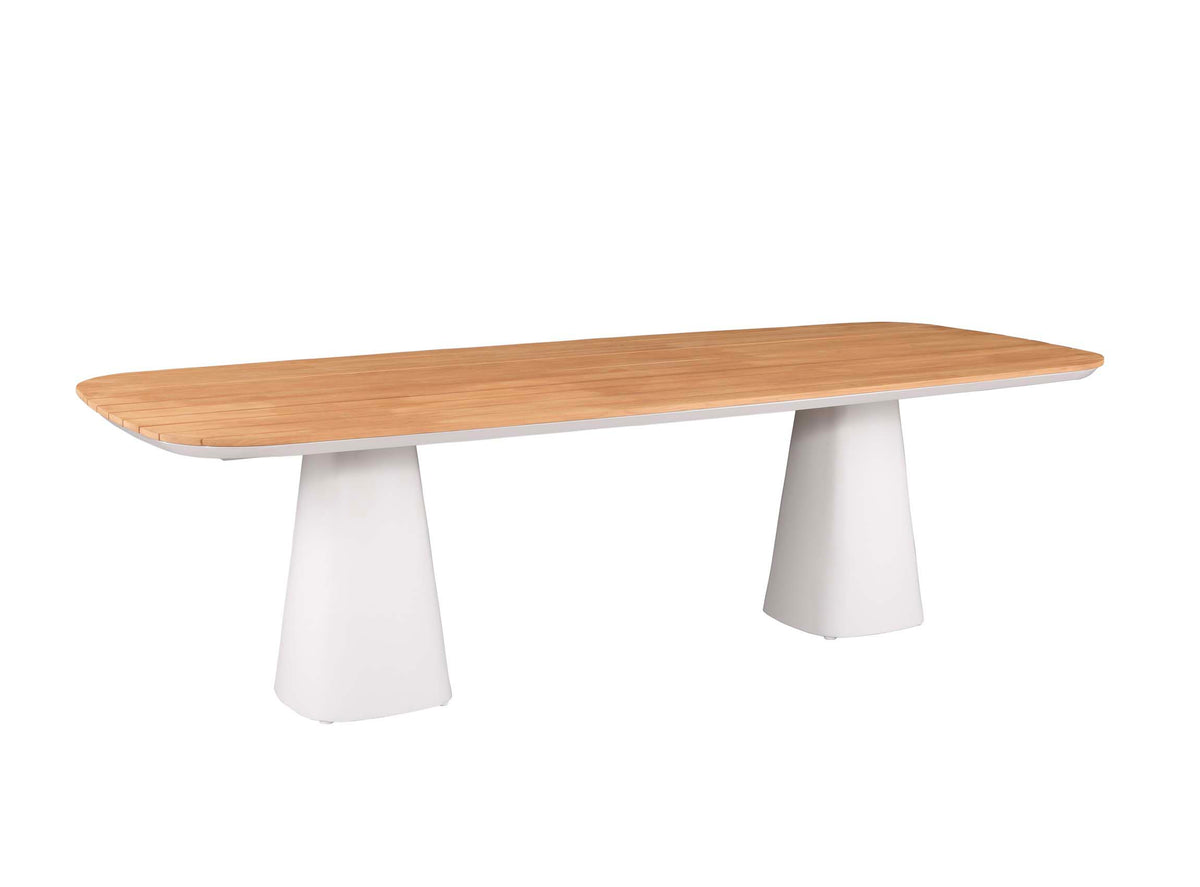 Milo teak-top aluminum outdoor dining table for eight