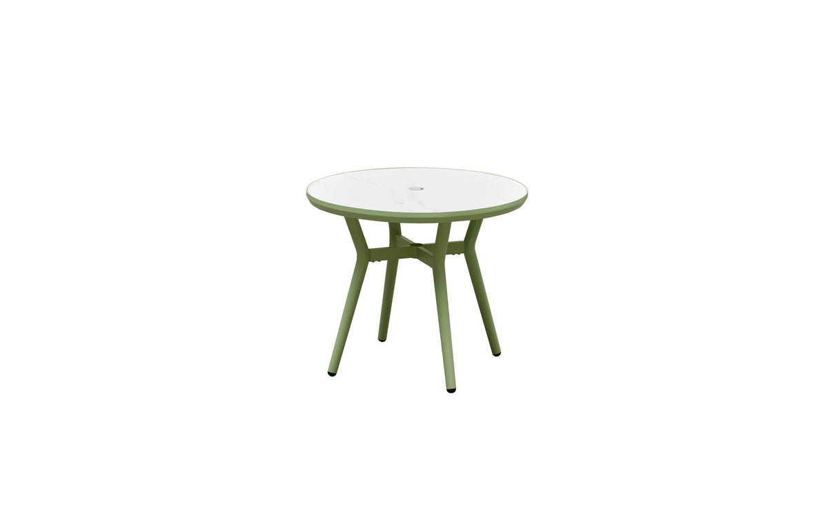 Sarran green round ceramic-top restaurant table, 90 cm – another view (2)