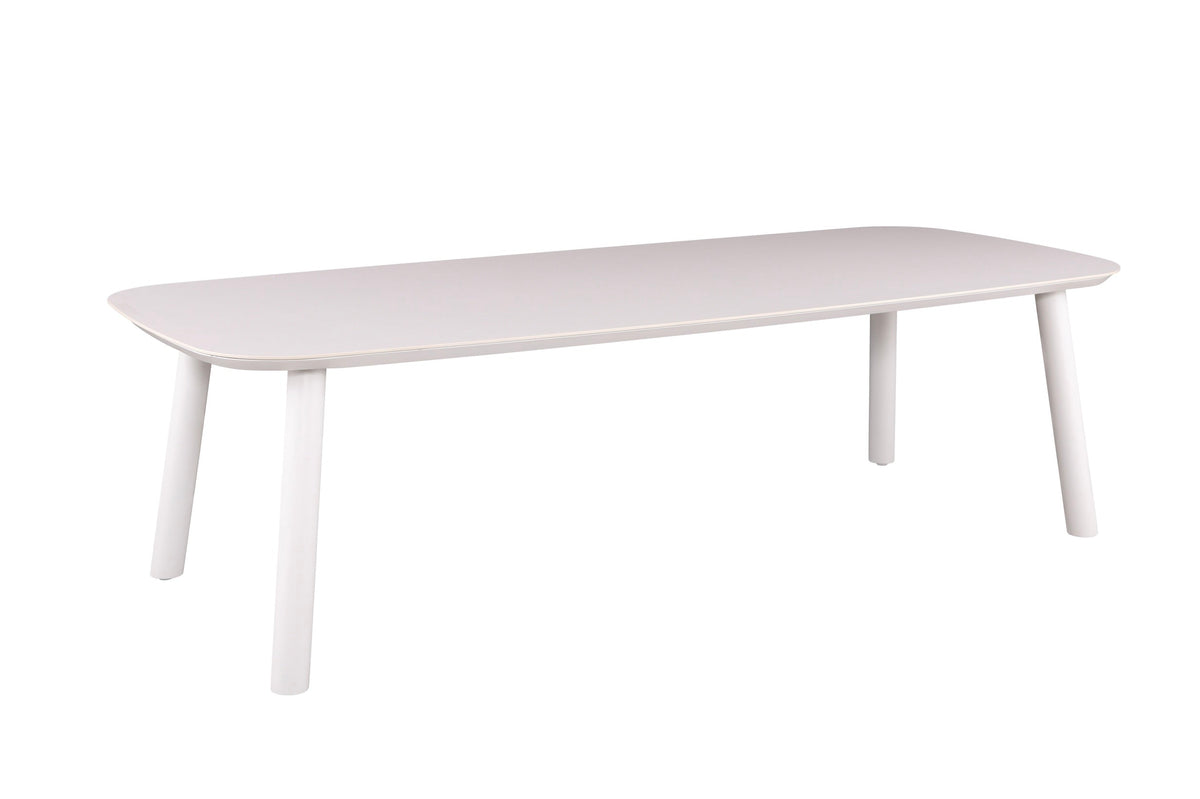 Lara rounded-corner ceramic and white aluminum outdoor dining table