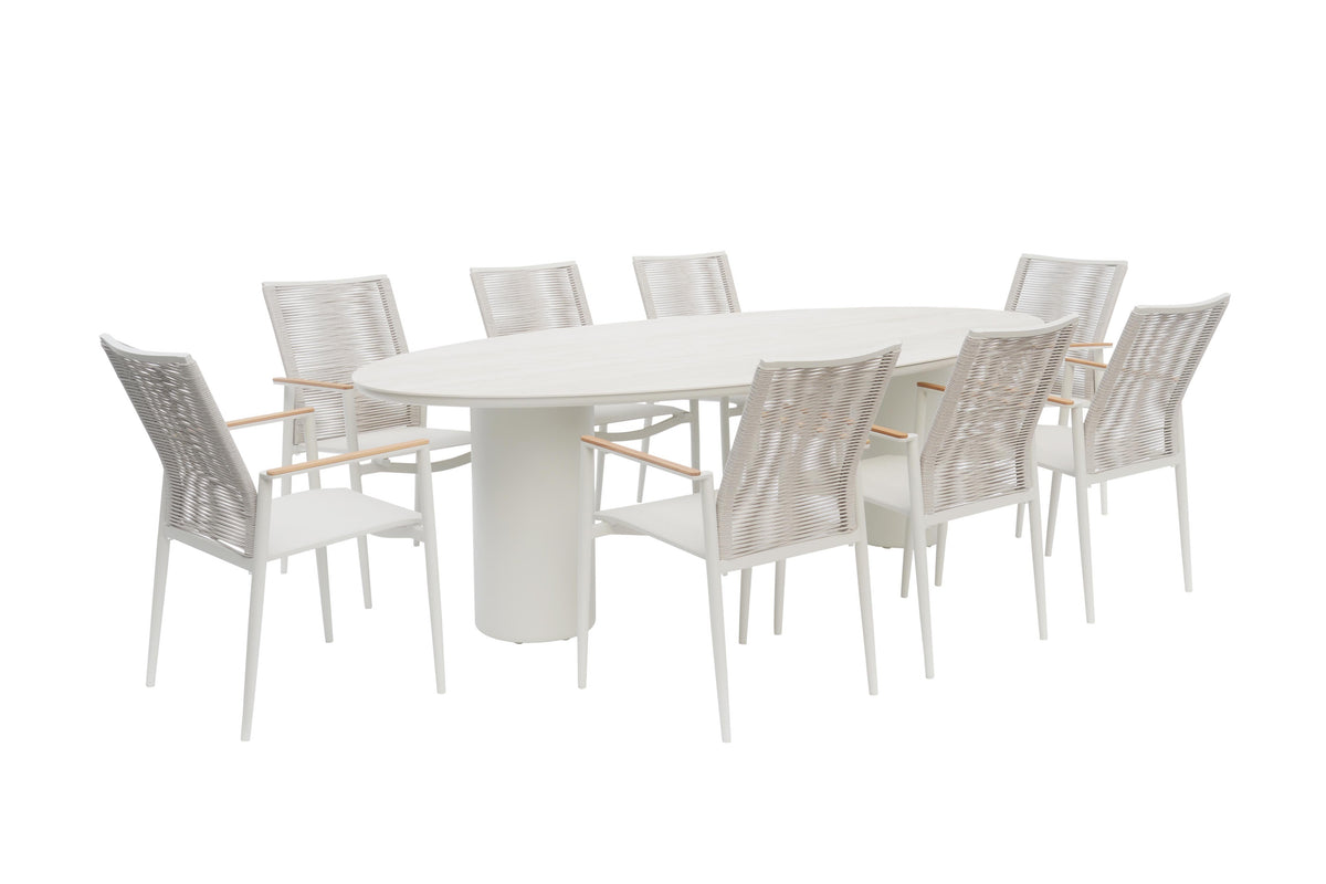 Nino glossy ceramic oval outdoor dining table – another view