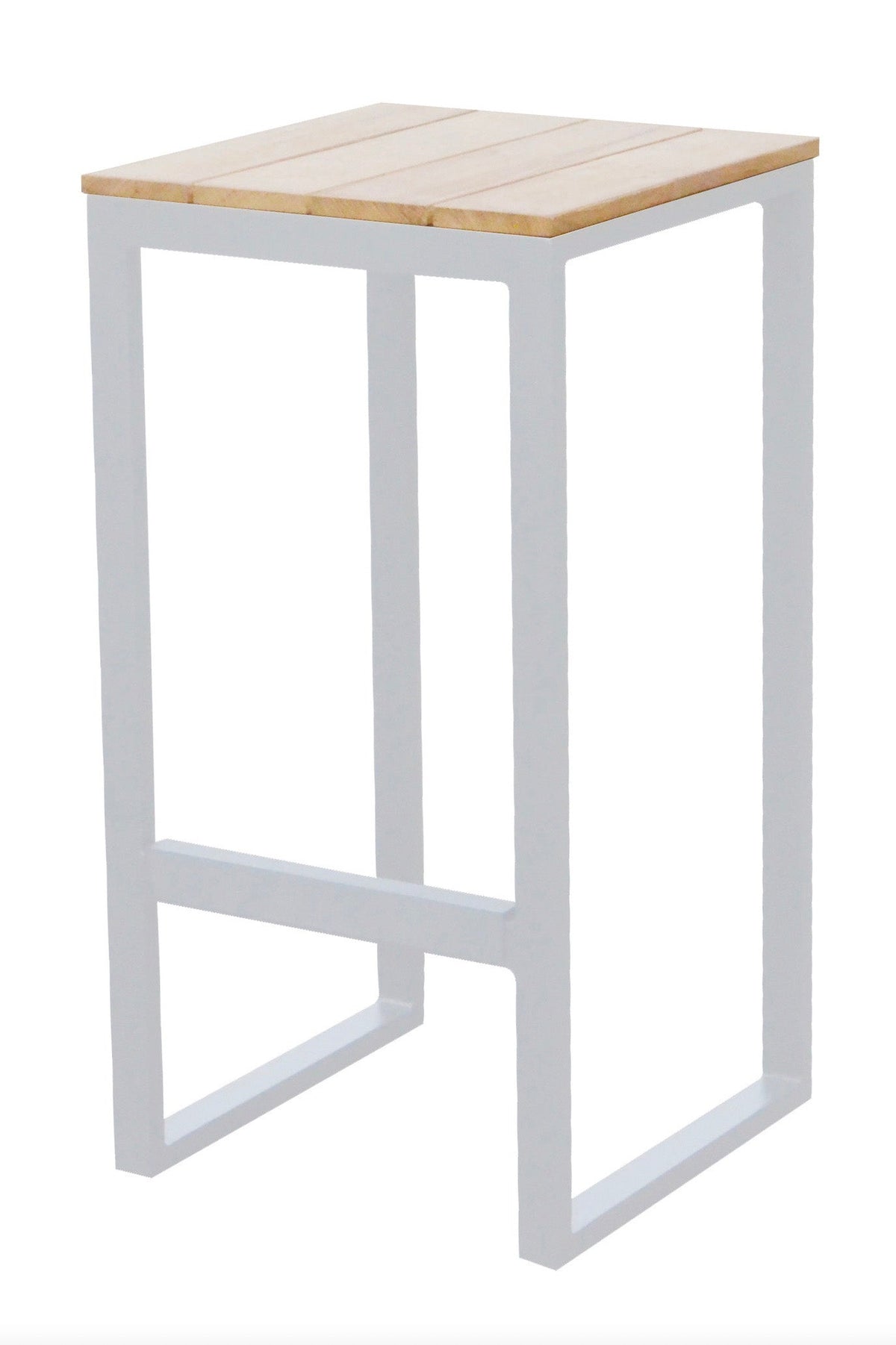 Como white aluminum and teak outdoor bar set with six stools – another view