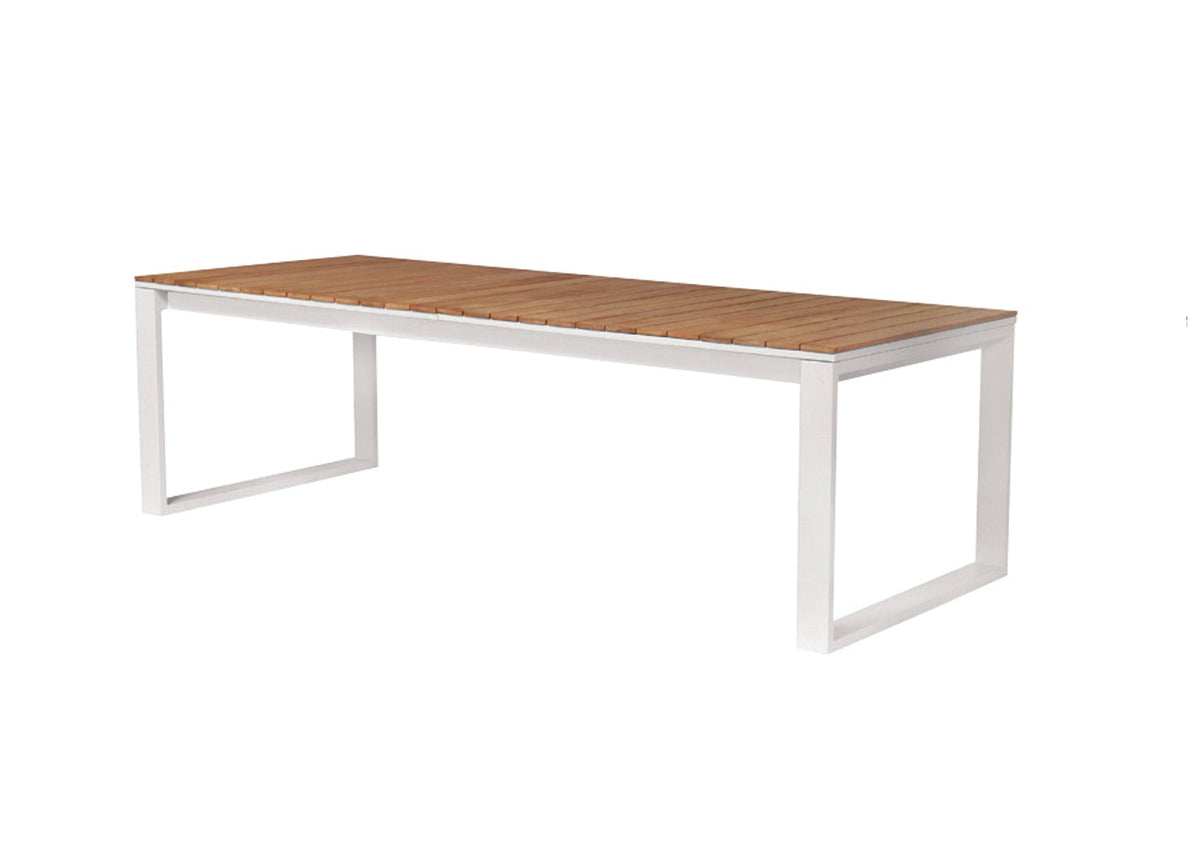 Como white aluminum and teak outdoor dining table, 240 cm