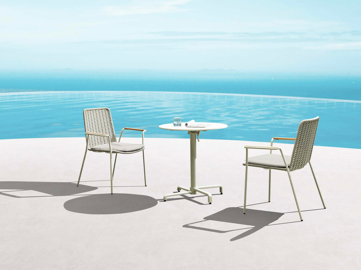 Sarran aluminum and rope commercial patio chairs, set of 4 – shown outdoors (3)