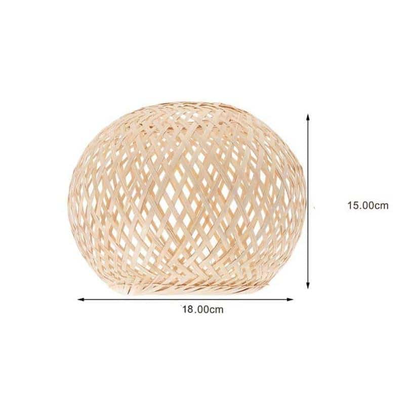Rounded handmade rattan lamp shade with an airy mesh – dimensions diagram