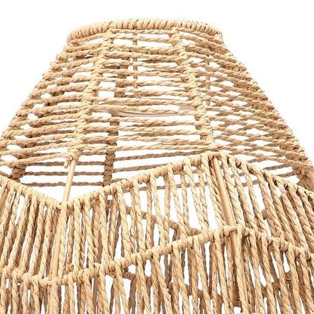 Handwoven natural rattan teardrop lamp shade – close-up detail