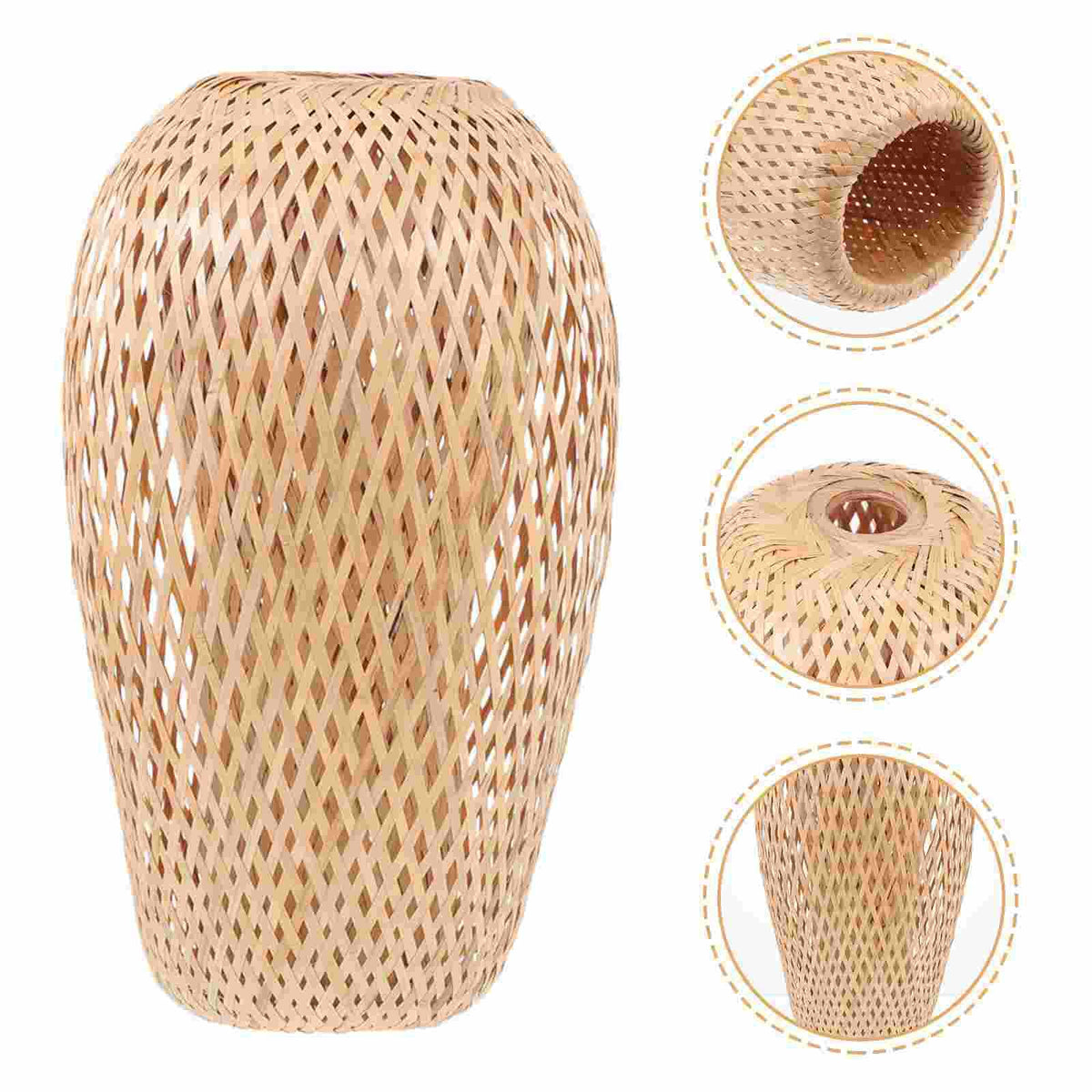 Handwoven natural rattan lantern lamp shade – multiple views (2)