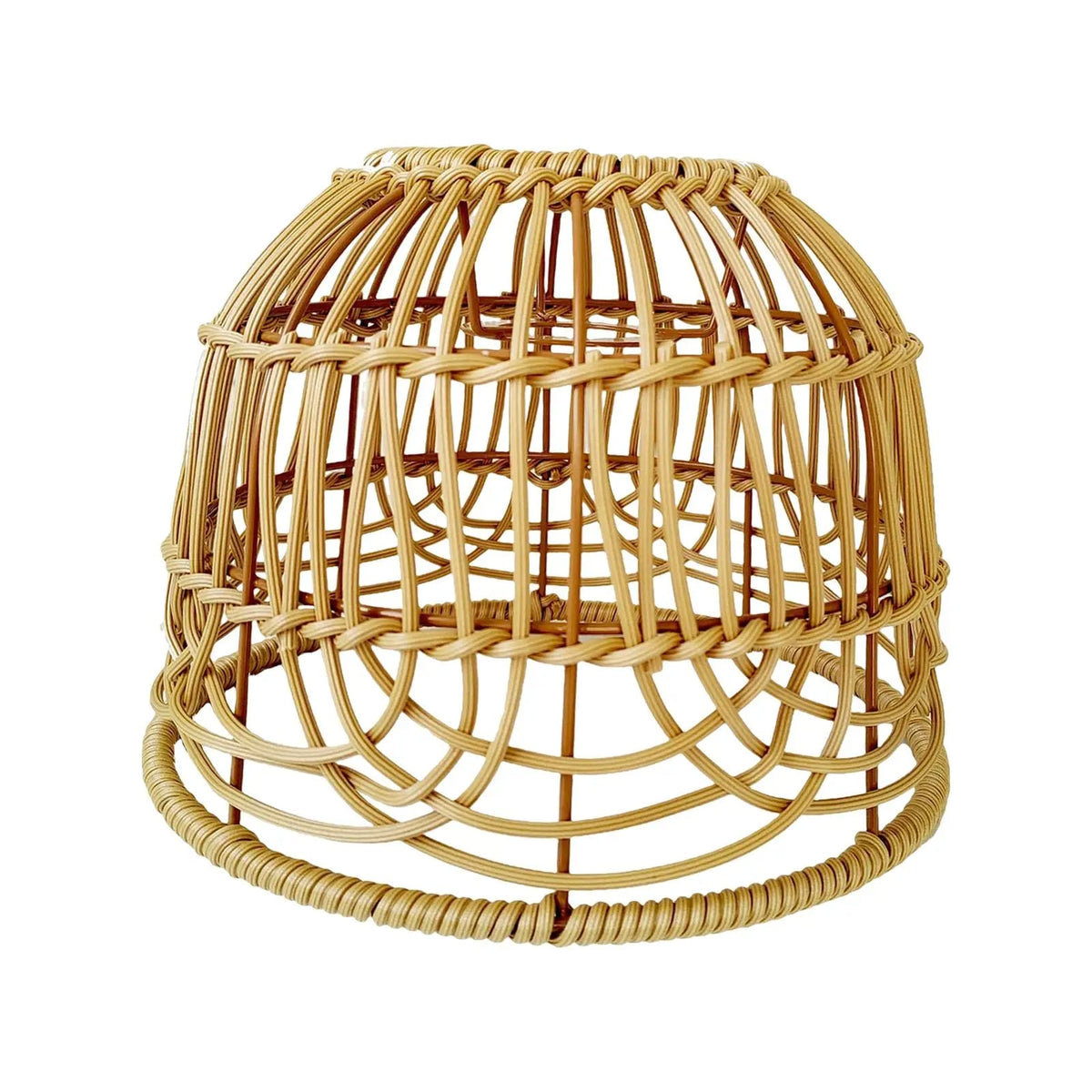 Handwoven wicker lamp shade with a tight weave – beige variant