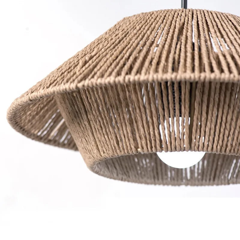 Vintage round woven paper lamp shade – another view