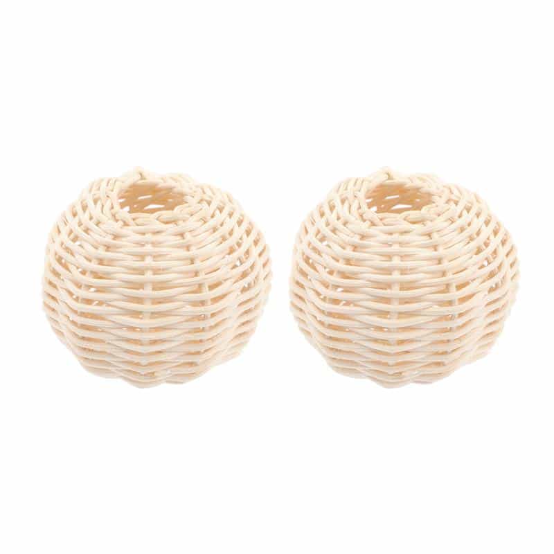 Clip-on rattan lamp shade with a wicker clip – white variant, multiple views