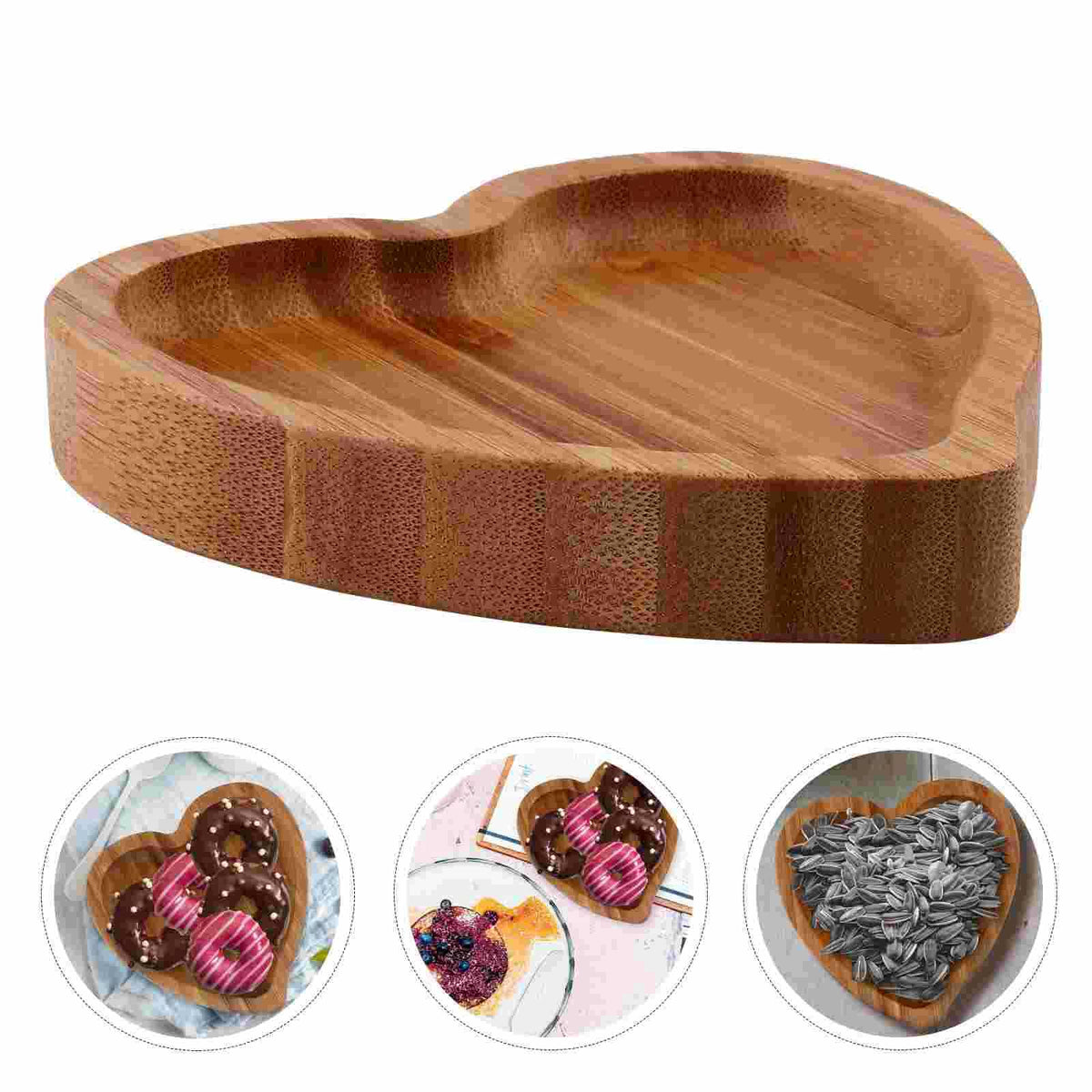 Heart-shaped handwoven bamboo plate – shown in a room setting (2)