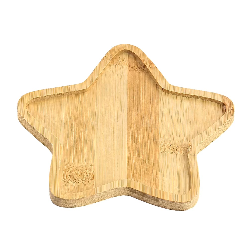 Star-shaped handwoven bamboo plate with a ribbed surface