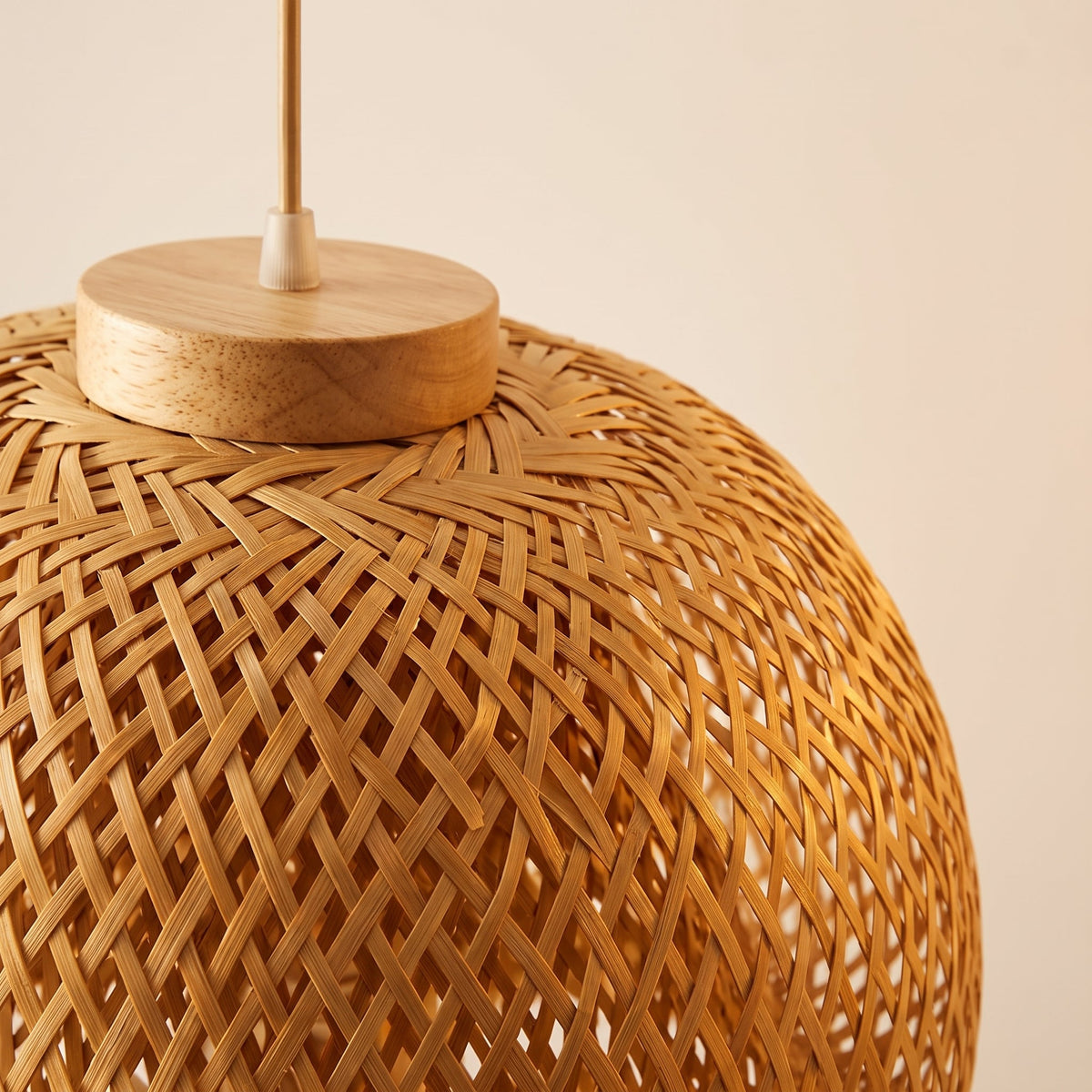 Woven bamboo dome pendant light – close-up detail