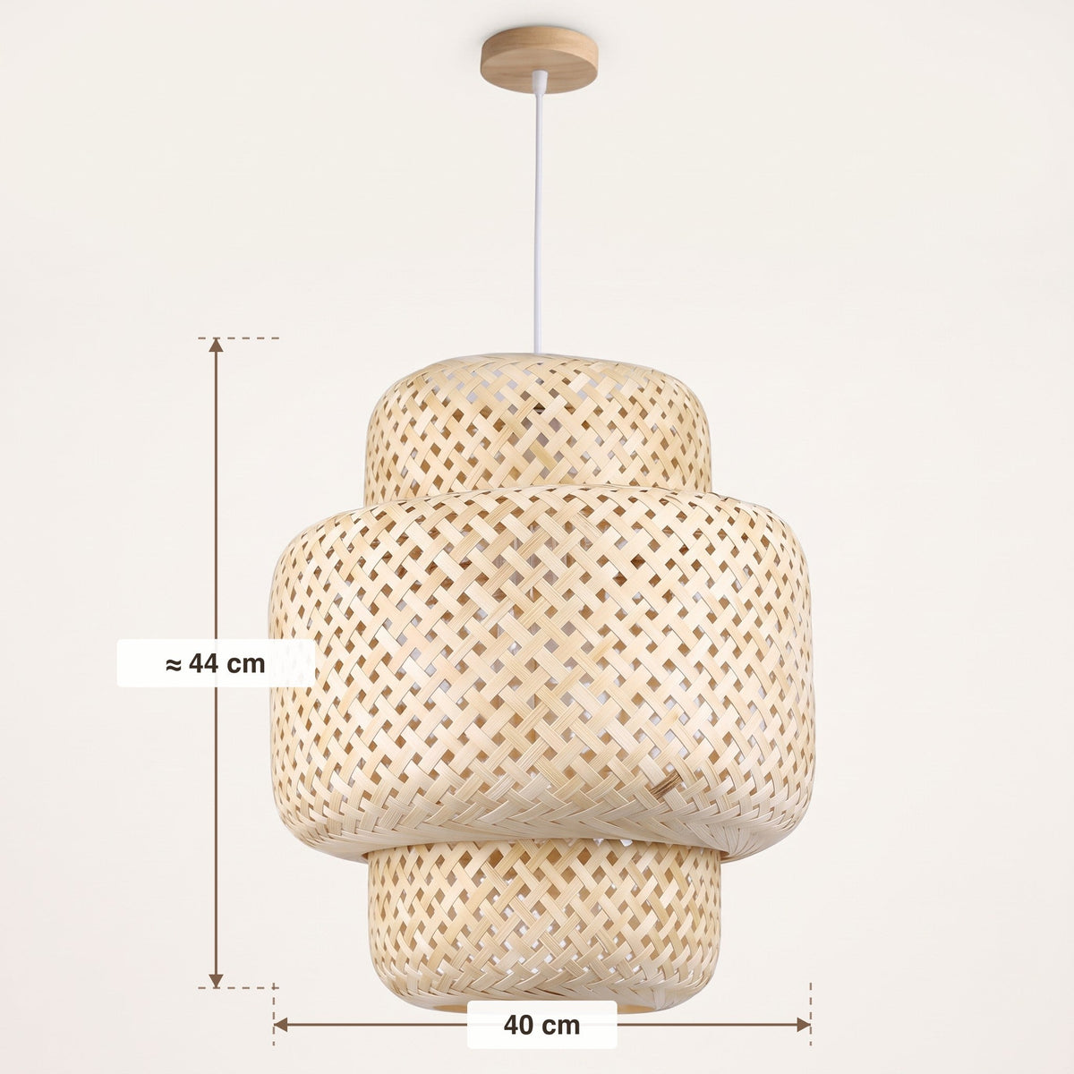 Tiered woven bamboo lantern pendant light – dimensions diagram (2)