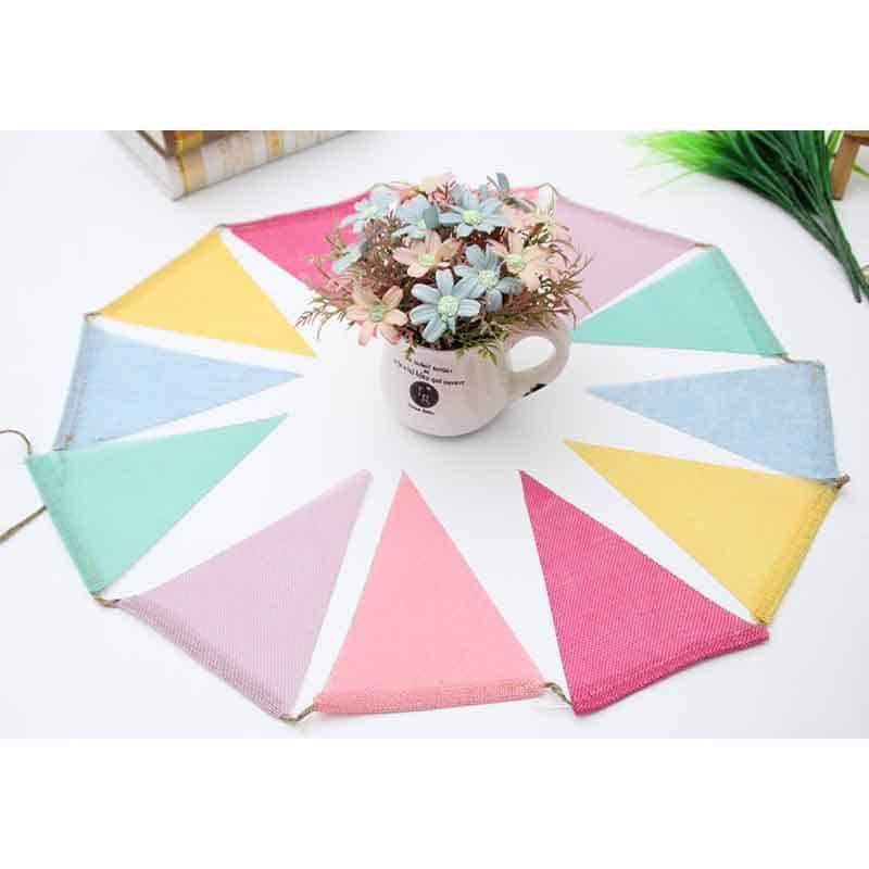 Colorful jute banner with a raw woven texture