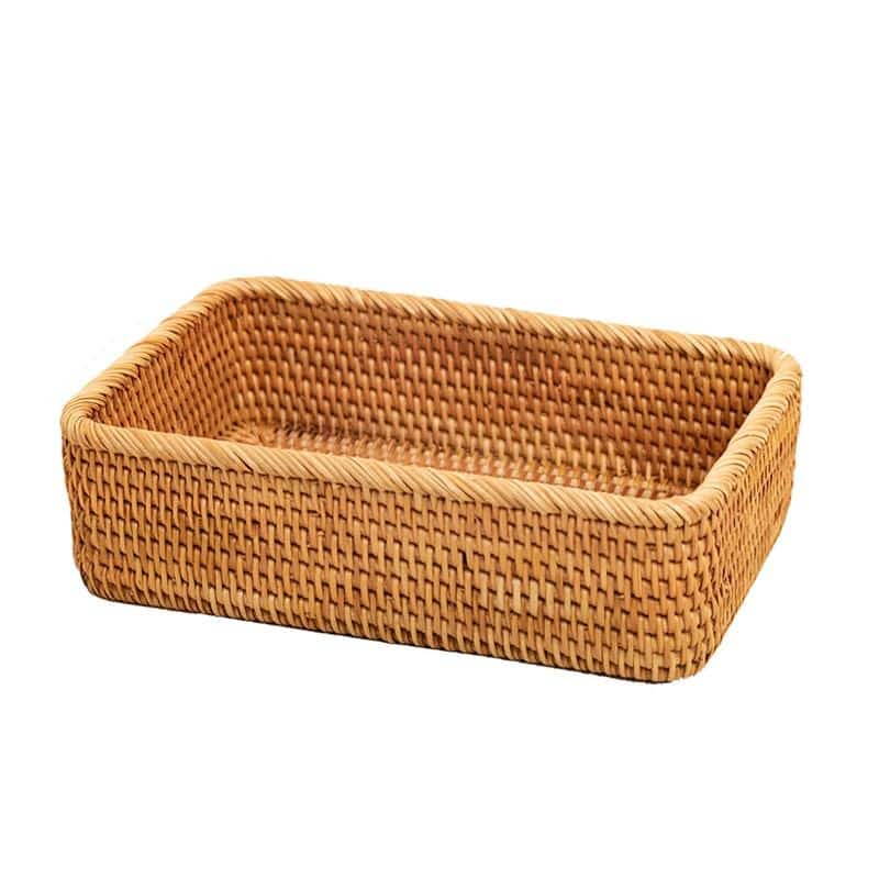 Decorative natural rattan box with a fitted lid