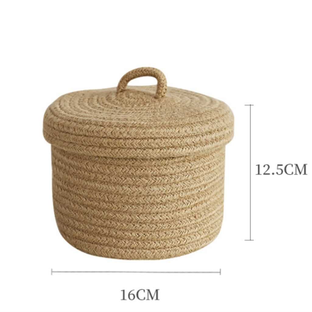 Natural color woven rattan box with a fitted lid – S variant, dimensions diagram