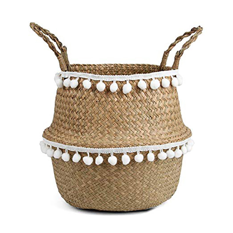 Nordic rattan planter with a handwoven lace pattern – style 1 variant, another view