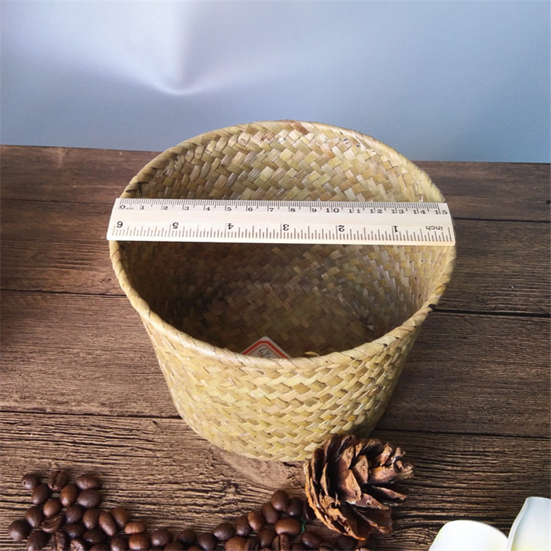 Handmade round rattan planter in white – another view