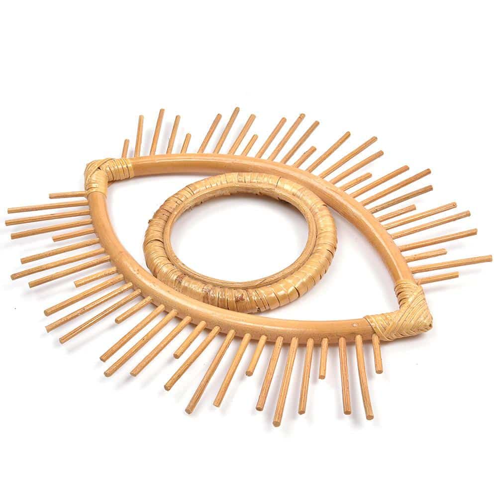 Eye-shaped rattan wall frame with a tight braid – another view (2)