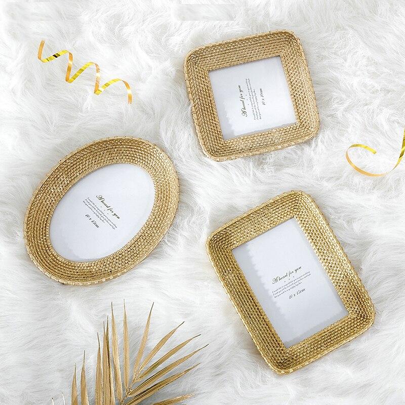 Vintage oval resin and rattan photo frame – multiple views (2)