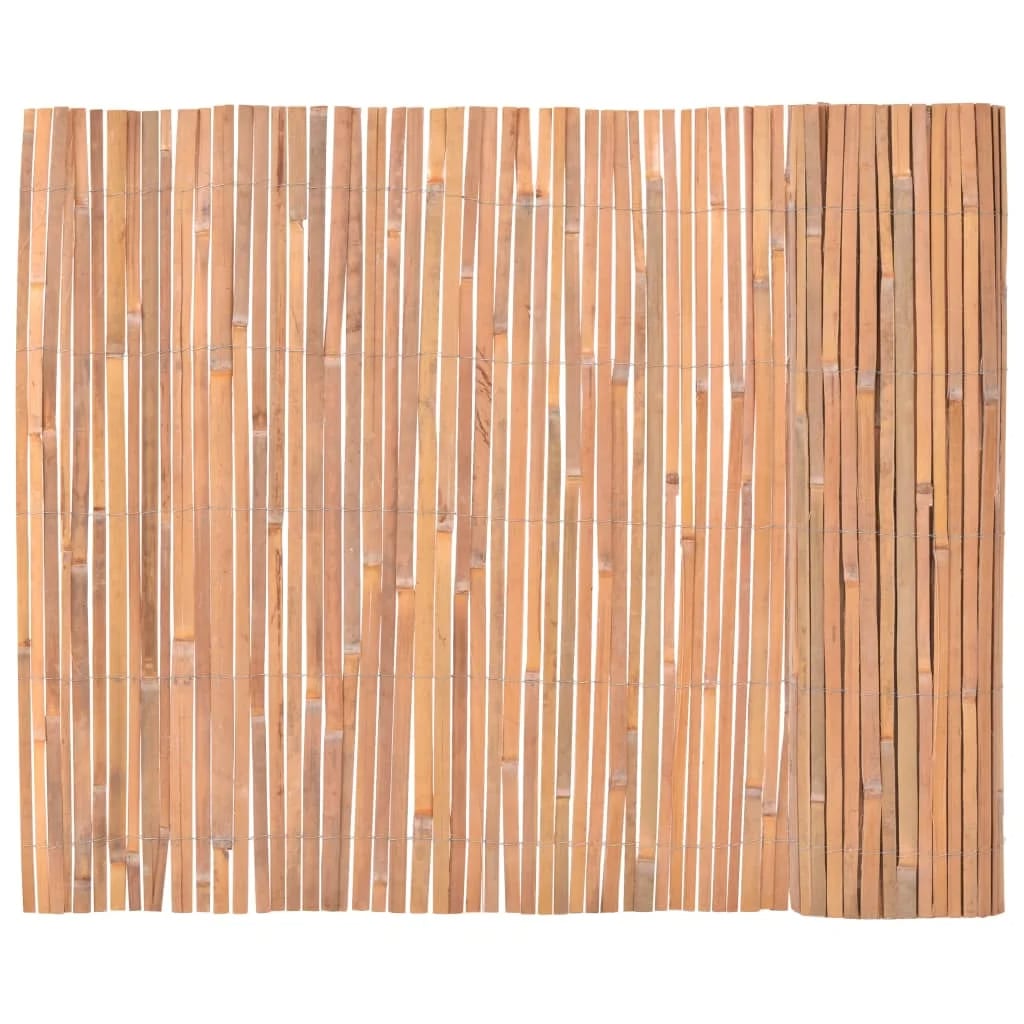 Natural bamboo fence screen with golden-beige stems