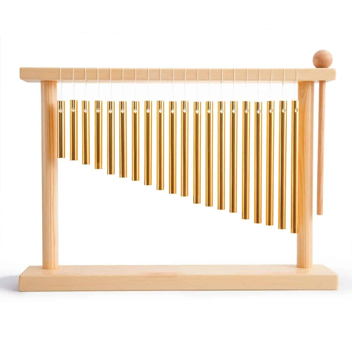 Sturdy bamboo wind chime with golden tubes