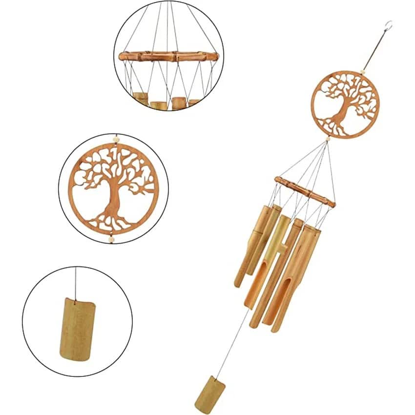 Tree of life bamboo wind chime – multiple views