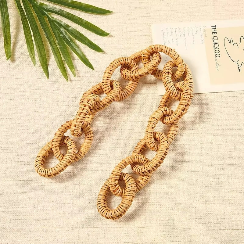 Decorative chain of large hand-braided rattan links – another view