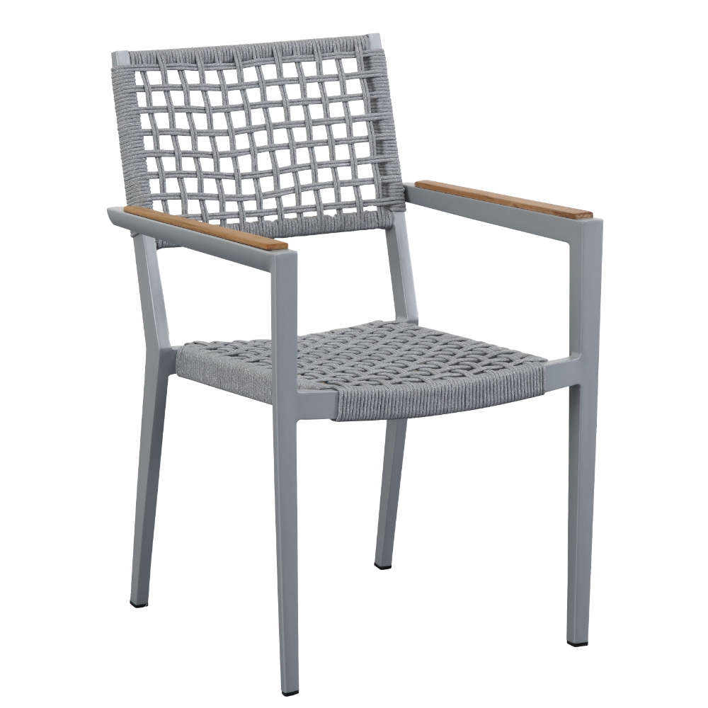 Champion gray rope stackable patio chair
