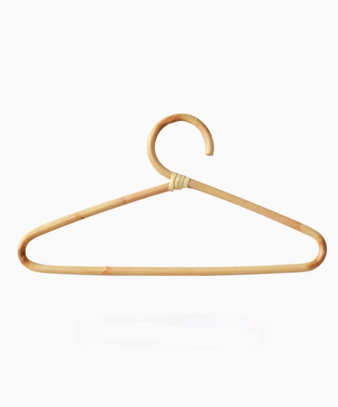Hand-braided rattan clothes hanger with curved shoulders