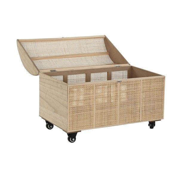 Rattan storage chest with a tight braid and generous silhouette – another view