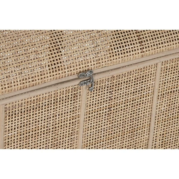 Rattan storage chest with a tight braid and generous silhouette – close-up detail
