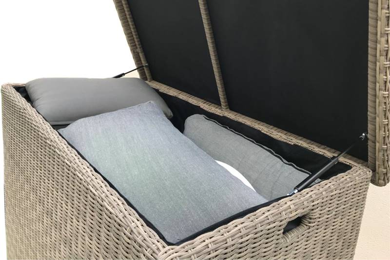 Ysais round resin wicker deck box – close-up detail