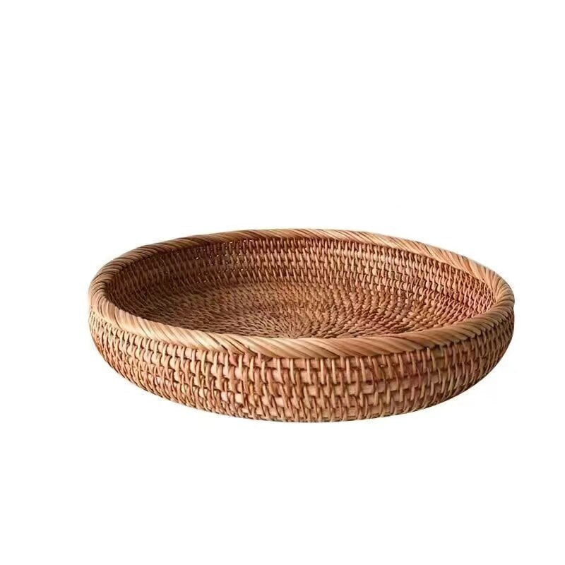 Handmade round rattan basket with a generous shape – L variant, another view