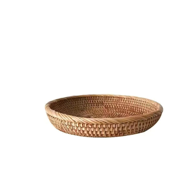 Handmade round rattan basket with a generous shape