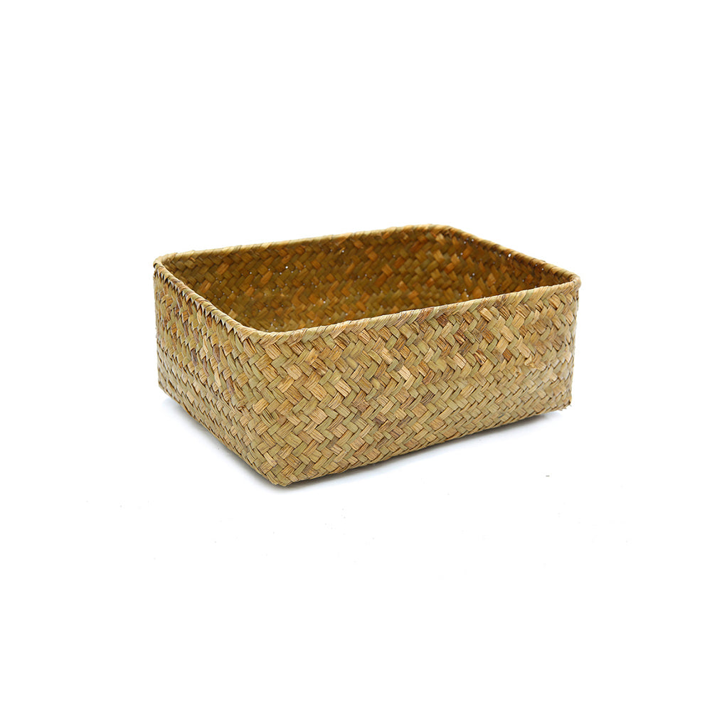 Ribbed handwoven decorative rattan basket – another view