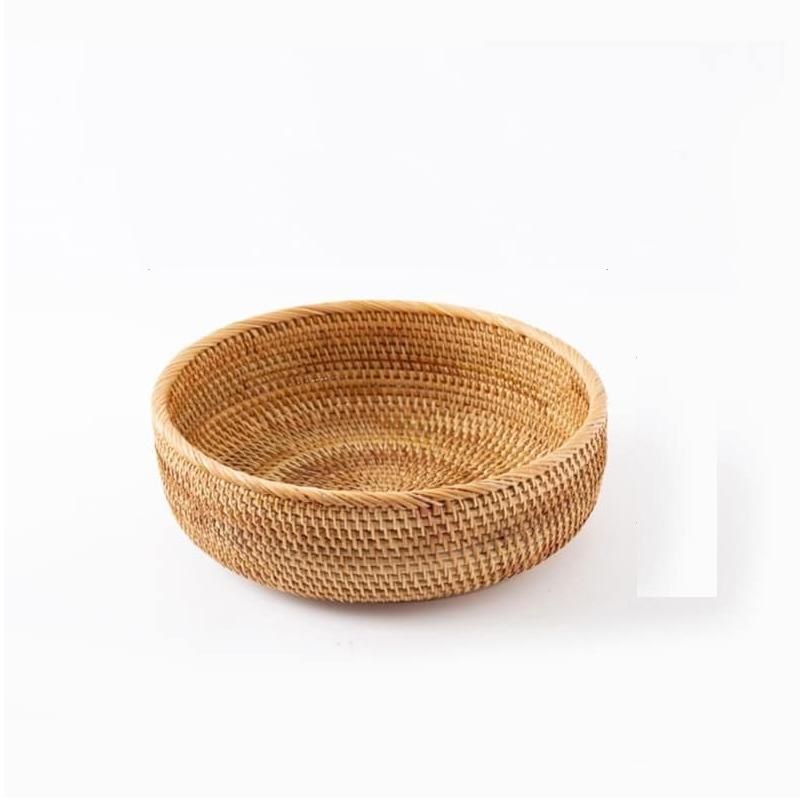 Round handwoven rattan fruit and vegetable basket