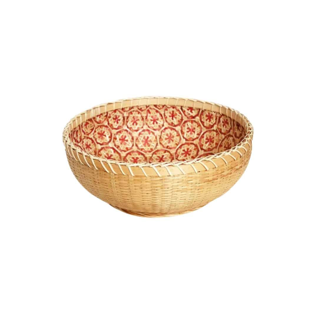 Retro round handwoven rattan basket – L variant