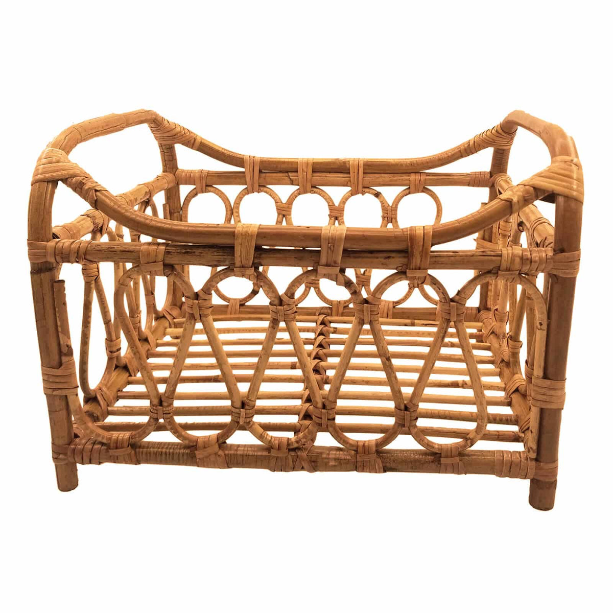 Openwork handwoven rattan moses basket