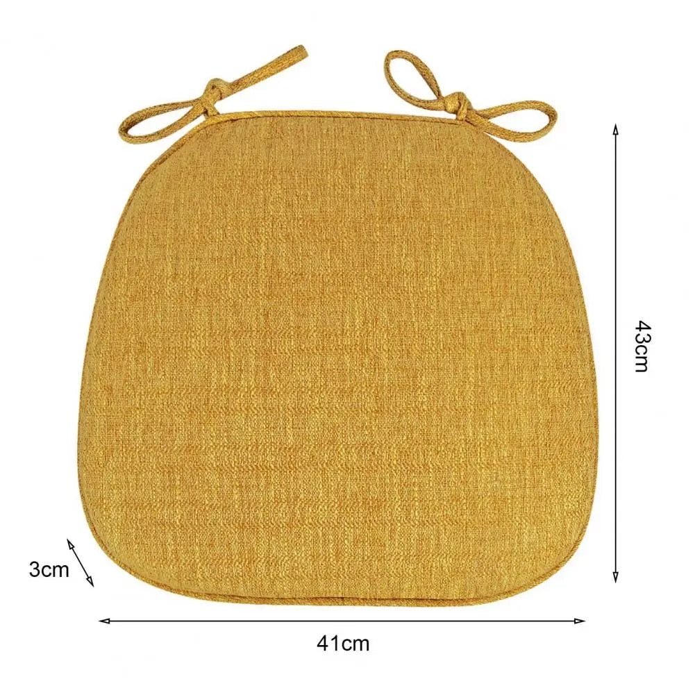 Yellow padded chair cushion for a rattan seat – dimensions diagram
