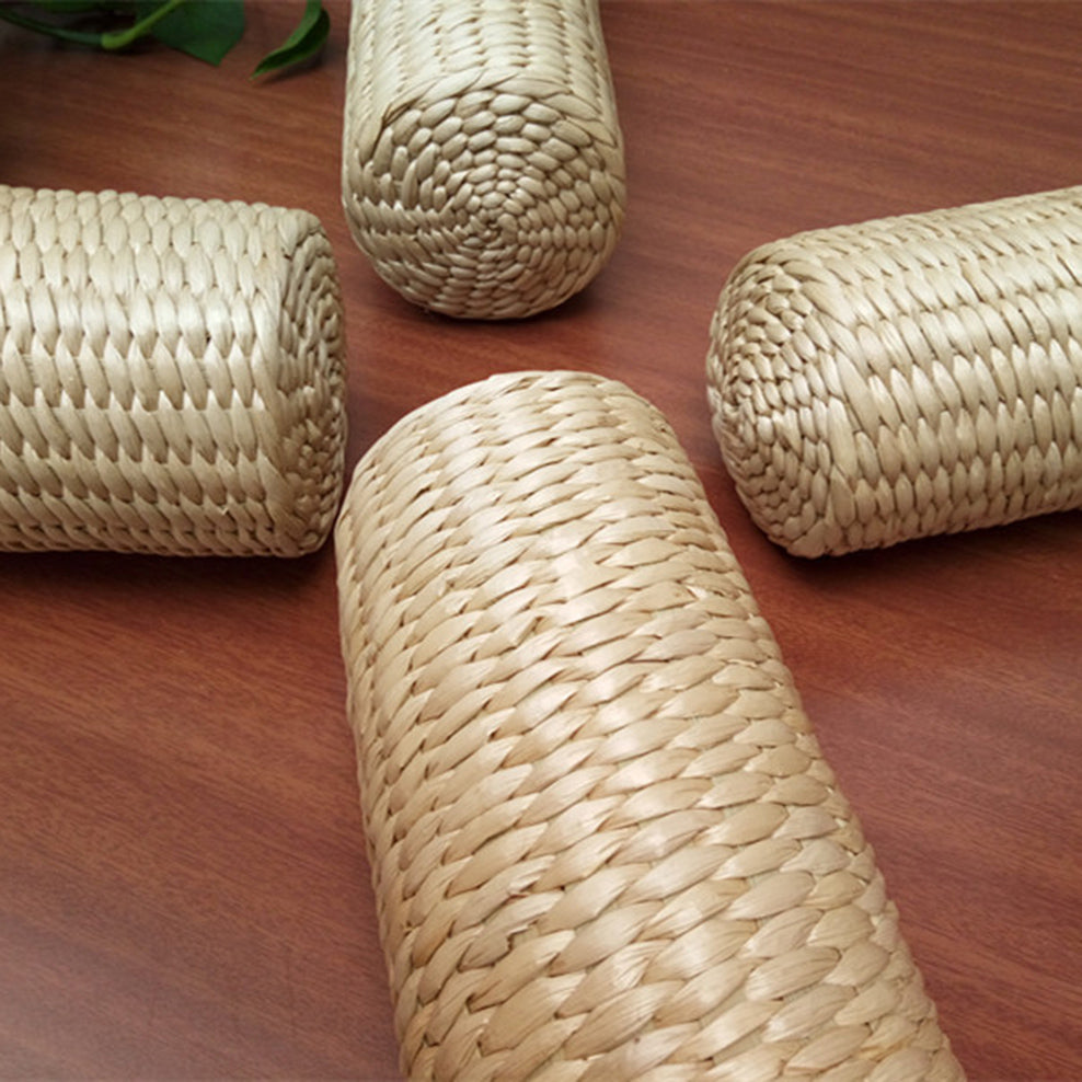 Cylindrical light rattan bolster pillow – multiple views (2)