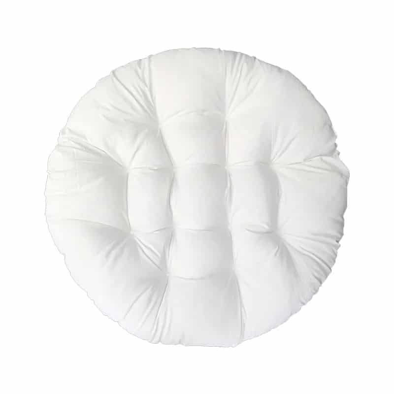 Modern round cotton-filled cushion for a rattan loveseat – white version