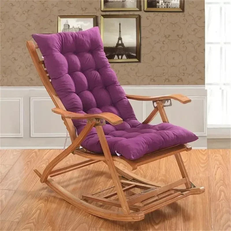 Washable sun lounger cushion – purple variant, shown in a room setting
