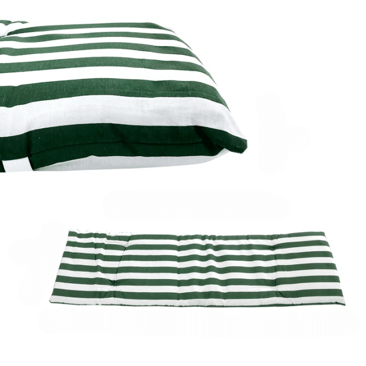 Rectangular striped sun lounger cushion – green variant, multiple views