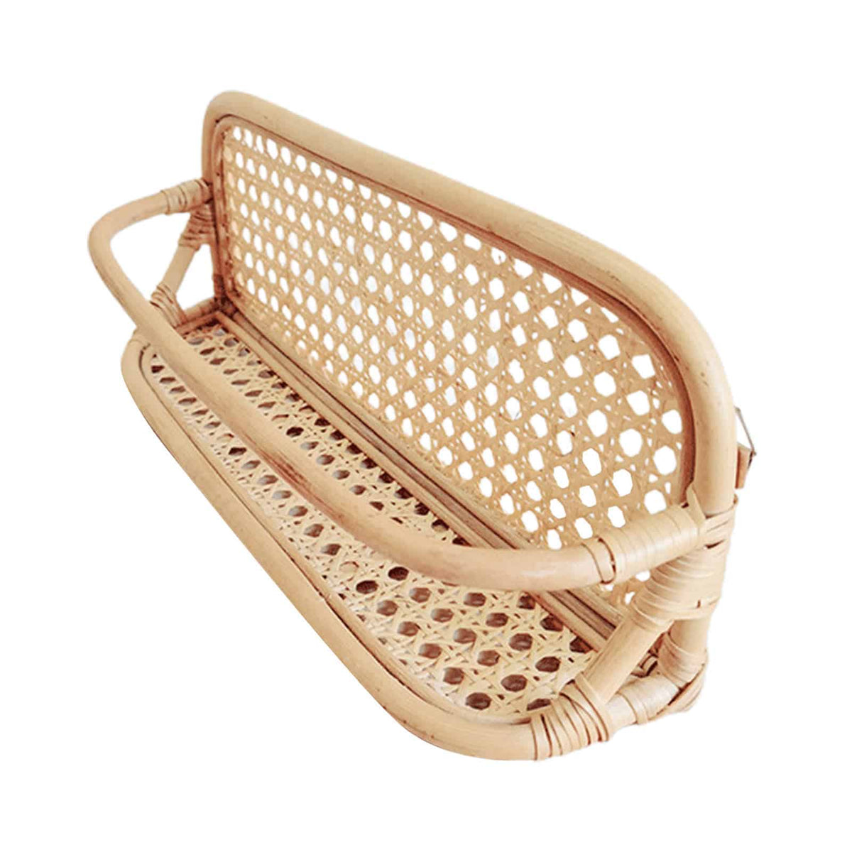 Hand-braided rattan wall hanger with metal hooks – another view