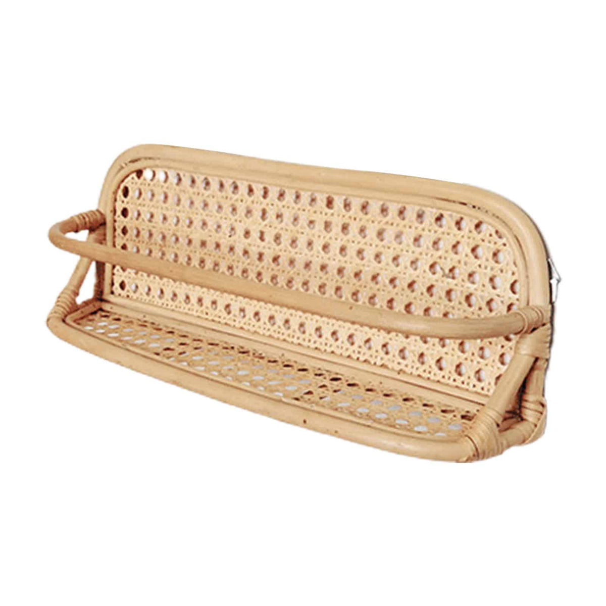 Hand-braided rattan wall hanger with metal hooks